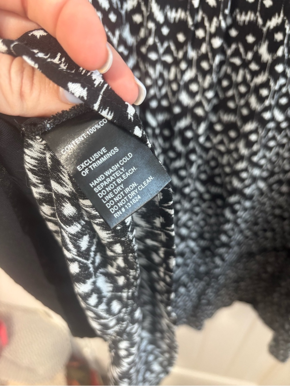Black Embroidered Floral Tunic Top with Mixed-Print Sleeves - Picture 7 of 7